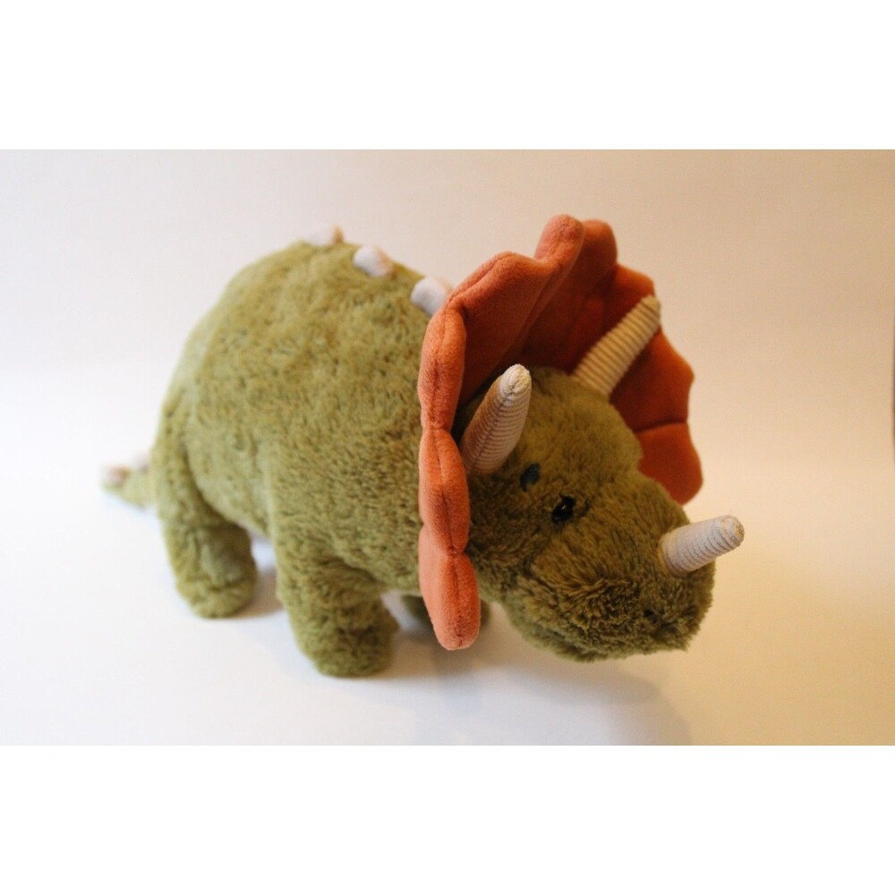 Jellycat Archie Dinosaur Triceratops Plush Green Orange Retired Rare Standing